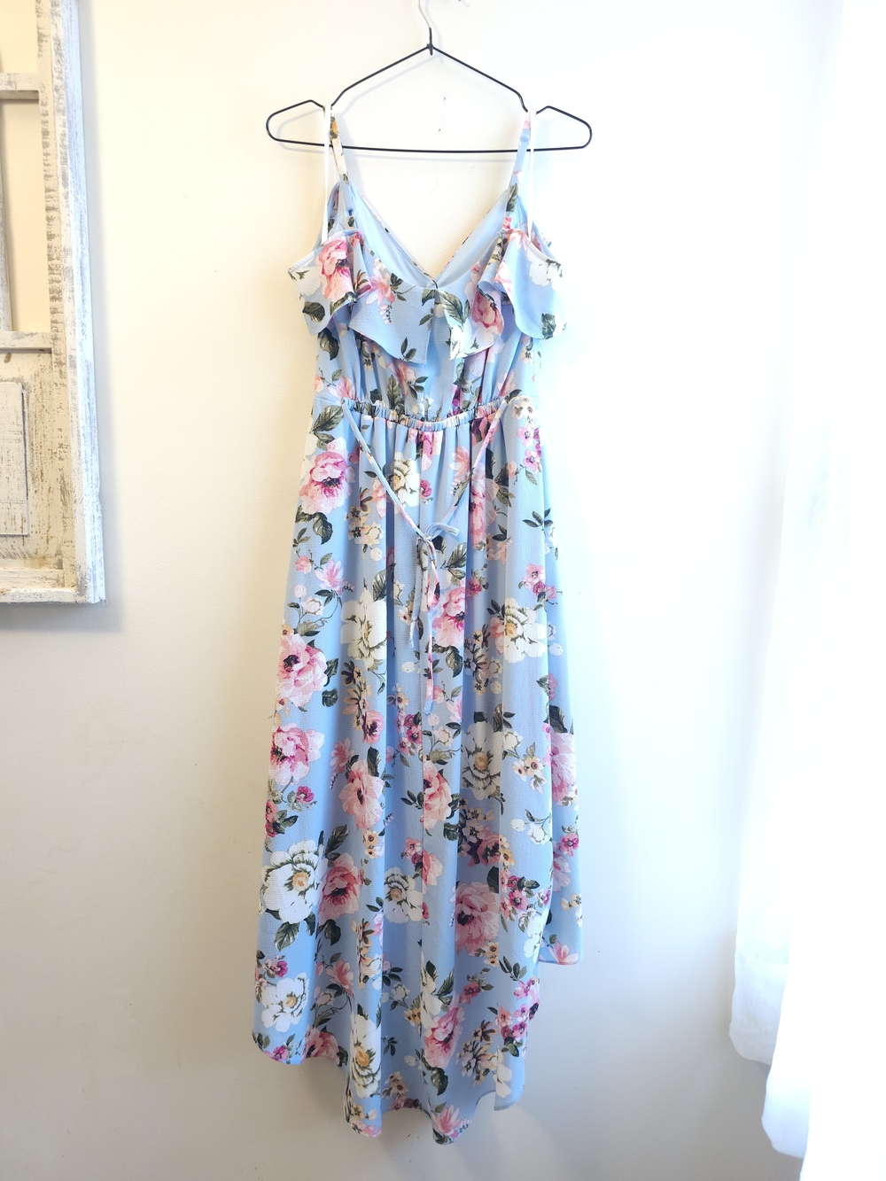 Blue Floral Ruffle High-Low Dress - Picture 3 of 3